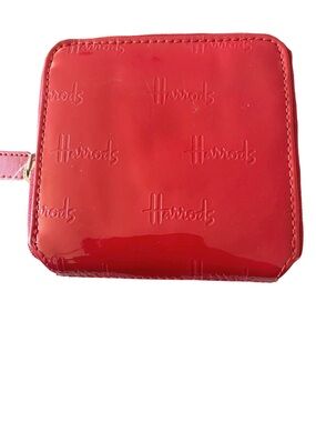 Harrods Glossy Red Patent Zip Wallet